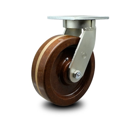 Service Caster 8'' Extra Heavy Duty High Temp Phenolic Wheel Swivel Top Plate Caster CRAN-SCC-KP92S830-PHRHT